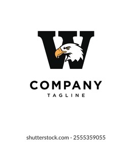 Letter W Bald Eagle Logo Icon Vector