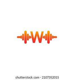 Letter W with barbell icon fitness design template illustration vector