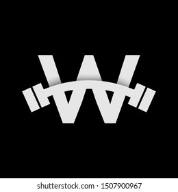 letter w with barbell icon vector logo template