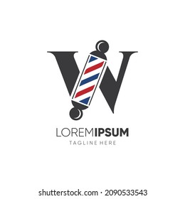 Letter W Barber Pole Logo Design Vector Icon Graphic Emblem Illustration