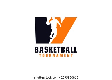 Letter W with Basketball Logo Design. Vector Design Template Elements for Sport Team or Corporate.