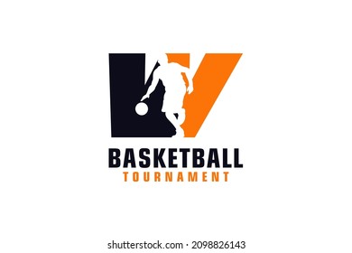 Letter W with Basketball Logo Design. Vector Design Template Elements for Sport Team or Corporate.