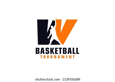 Letter W with Basketball Logo Design. Vector Design Template Elements for Sport Team or Corporate.