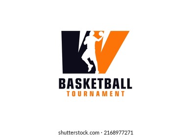 Letter W with Basketball Logo Design. Vector Design Template Elements for Sport Team or Corporate.