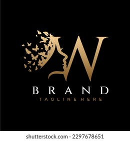 Letter W Beauty Butterfly Crown Logo Design