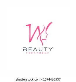 Letter W beauty Face Logo Design Vector Icon