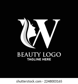 Letter W Beauty Face Logo Design Template Inspiration, Vector Illustration.
