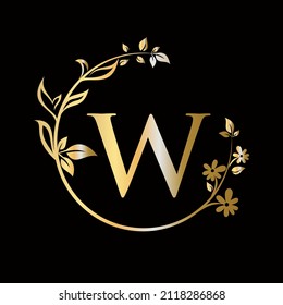 Letter W Beauty flower logo with creative concept for company, business, decorative, flower, beauty, spa premium vector template