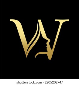 Letter W Beauty Women Face Logo Design