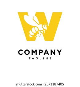 Letter W Bee Logo Icon Vector