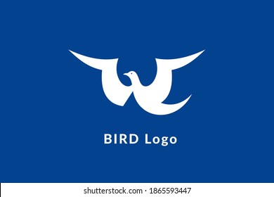 letter W bird logo with flat color