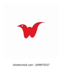 Letter W bird logo vector