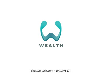 Letter W blue color wealth business logo