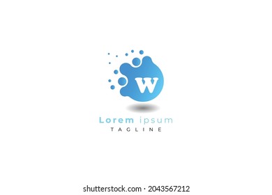 Letter w blue colour creative and simple bubble modern business logo