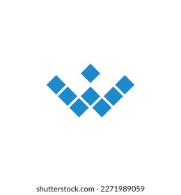 vector de píxeles de diámetro azul de letra w 