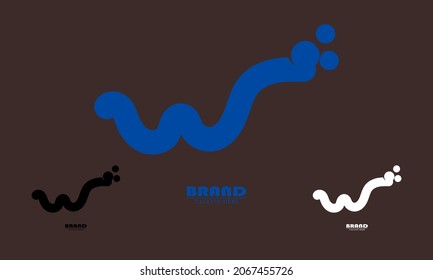 letter w blue with other color choices. vector abstract flat design logo icon.