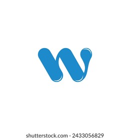 letter w blue water drop logo vector 