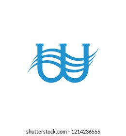 letter w blue wave flat logo 
