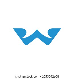 letter w blue wave shape logo