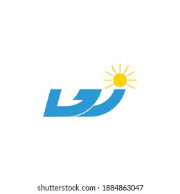 letra w ondas azul símbolo del sol vector