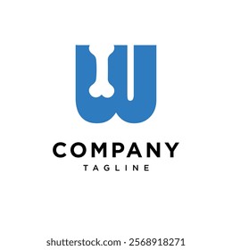 Letter W Bone Cute Logo Icon Vector