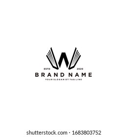 letter W and book logo design vector template