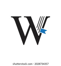 plantilla vectorial del logotipo del libro W de letra