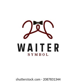 Letter W And Bow Tie For Waiter Symbol Logo Design Inspiration