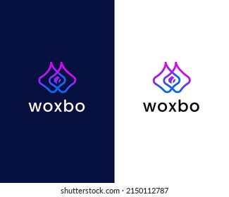 letra w con plantilla de diseño de logotipo de caja