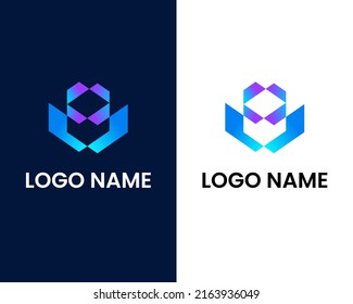 letra w con plantilla de diseño de logotipo moderno de caja