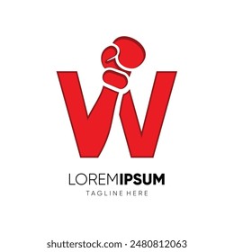 Letter W Boxing Glove Punch Logo Design Vector Icon Graphic Emblem Symbol Illustration