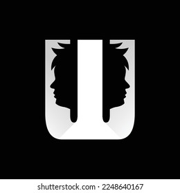 Letter W Boy Face Logo Design Template Inspiration, Vector Illustration.