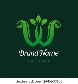 Letter W Branch Tree Natural Leaf Logo Design Vector