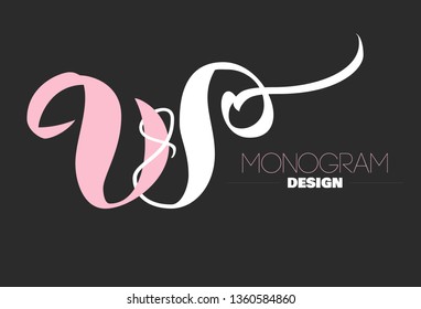 Letter W brushpen monogram design