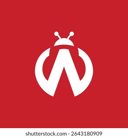 Letter W Bug Logo design vector template