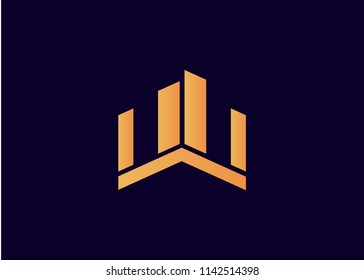 Letter W with Building And Construction Logo