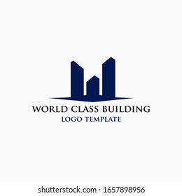letter W building logo design inspiration . world class building logo design inspiration . w city silhouette