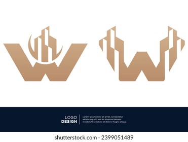 Letter W building real estate logo design collection.