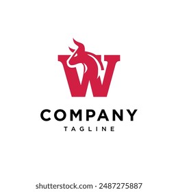 Letter W Bull Head logo icon vector template.eps