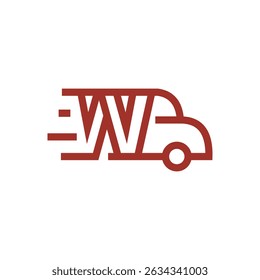letter W Bus line simple logo, logo for branding company. transportation template vector design