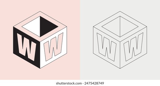 Letter "W" for business and company identity with Cube Concept. Combination of cube logo design with initial W. Vector Illustration EPS 10.