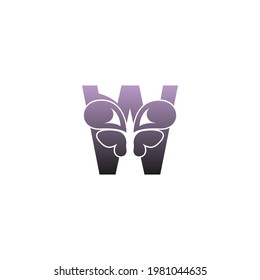 Letter W with butterfly icon logo design vector template