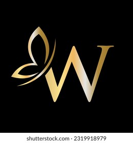 Letter W Butterfly Logo Concept For Luxury, Beauty, Spa and Fashion Symbol