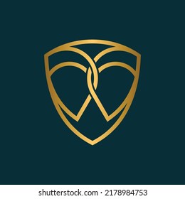 Letter W Butterfly Shield Logo Design