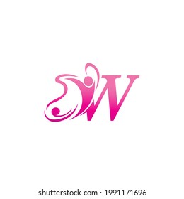 Letter W butterfly and success human icon logo design illustration vector