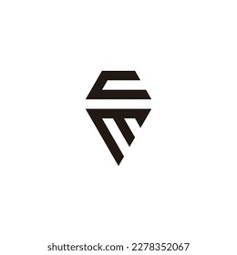Letter W and c diamond geometric symbol simple logo vector
