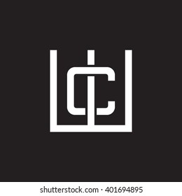letter W and C monogram square shape logo white black background