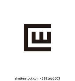 Letter w in C, square geometric symbol simple logo vector