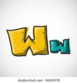 Letter W from candy alphabet. Vector illustration
