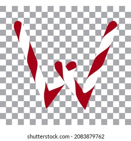 Letra W Candy Cane Letter Design